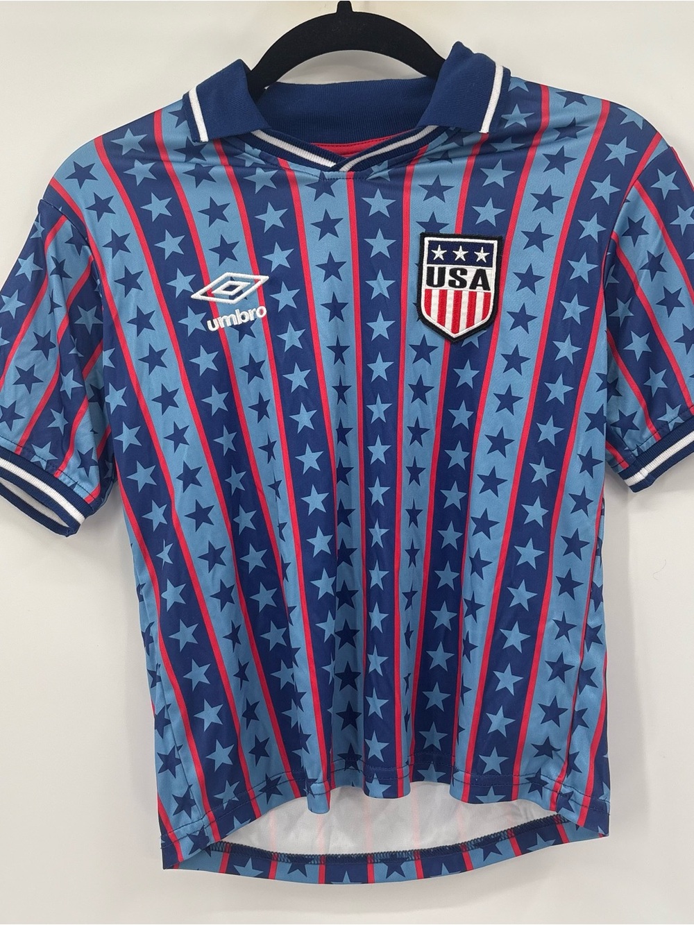 Umbro Blue and Red USA Star Stripe Kids Soccer Jersey